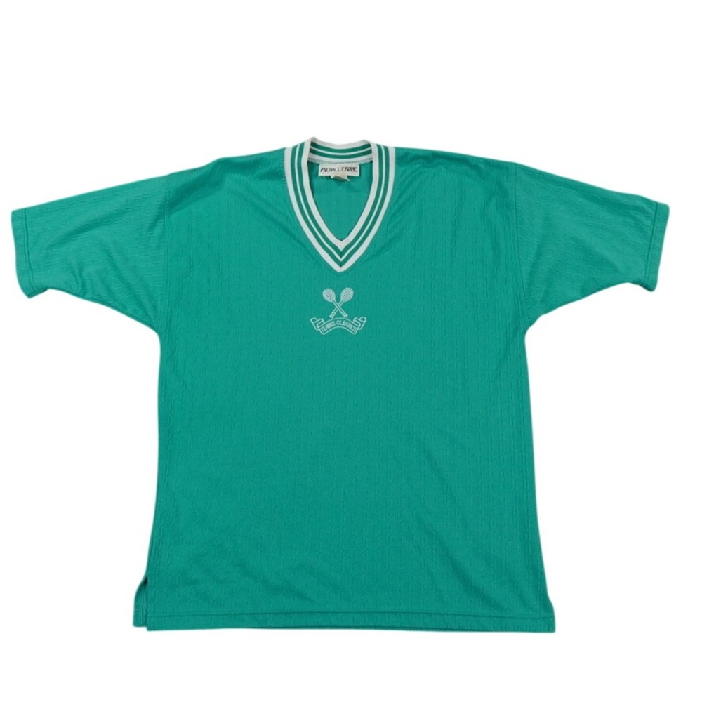 VTG Michael Carrie Tennis Shirt Womens M Green Preppy‎ Sweater Chain Jacquard